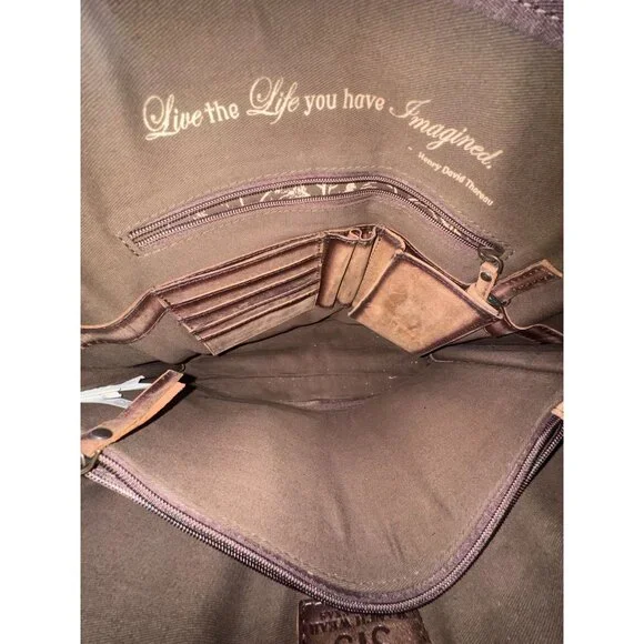 STS Ranchwear Cowhide & Leather Tote Bag With Pockets 18x13 Inches Brown & White - Picture 5 of 10